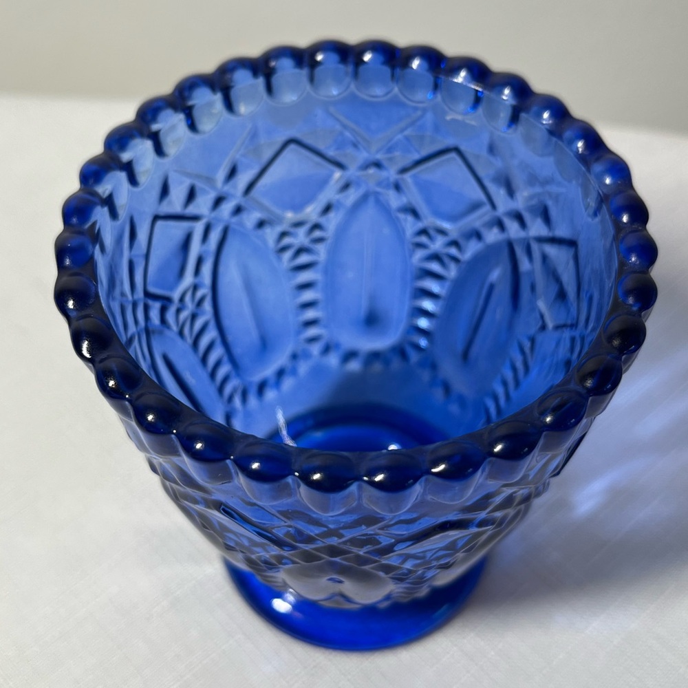 Vintage Glass Votive Candle Holder Royal Blue - Picture 3 of 6